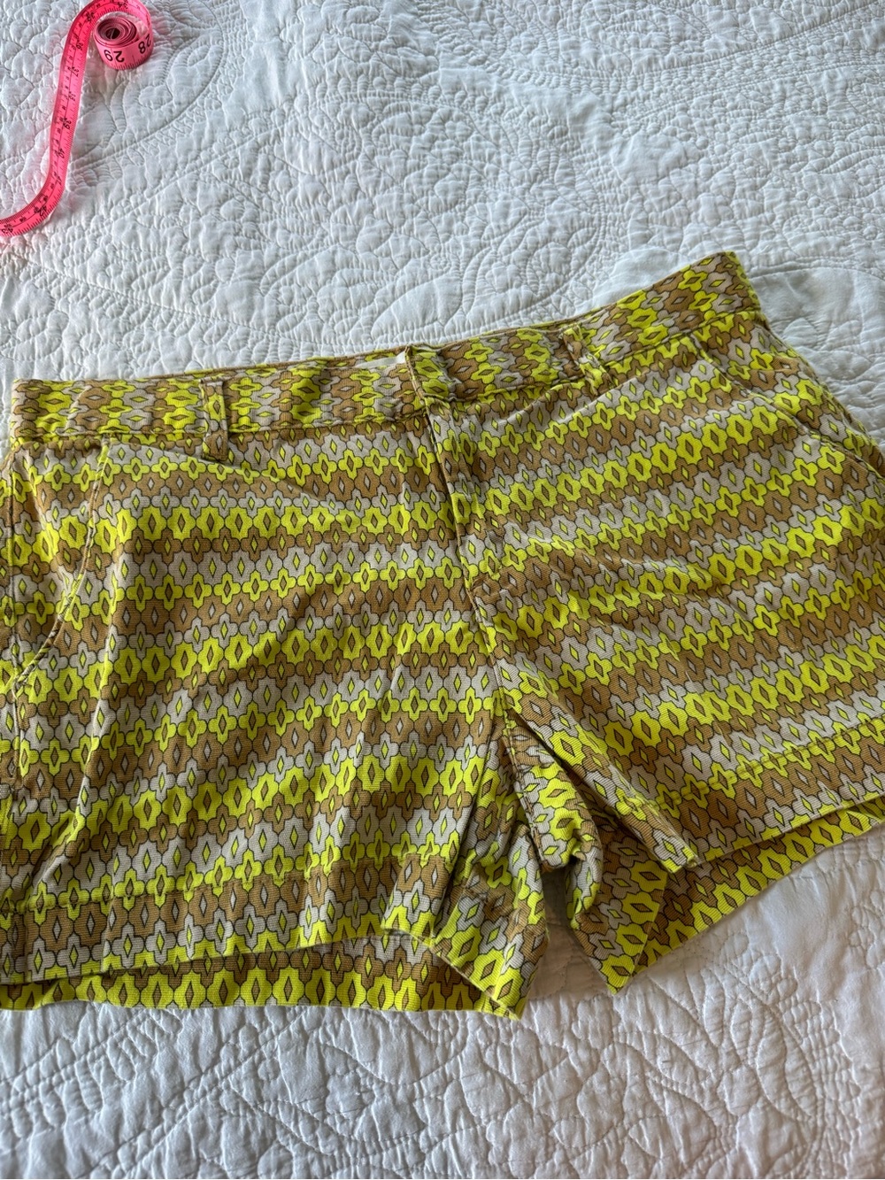 Joe Fresh Yellow and Brown Patterned Women's Bermuda Shorts
